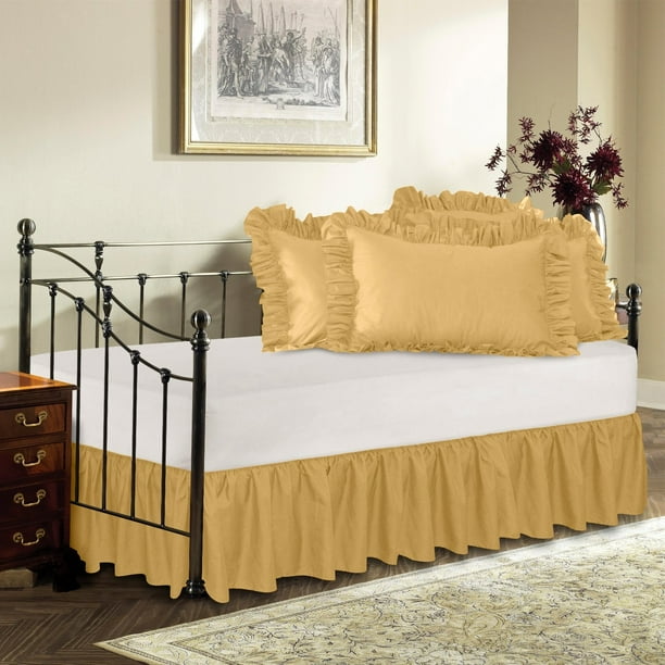 Ruffled Bed Skirt with Split Corners Cal King, Aqua, 18 Inch Drop