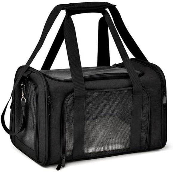 LAICAIW Large Cats Dogs Carrier Carrier Bag, Removable Pad Collapsible Travel Pet Carrier, with Cushion and Shoulder Straps, Safe and Durable (L (Pack of 1), Black)