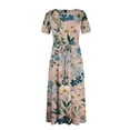 thumbnail image 7 of LWavelet Women's Plus Size Floral Maxi Dress Short Sleeve Tie Waist Casual Boho Flowy Dress with Pockets Light Blue 5XL, 7 of 7