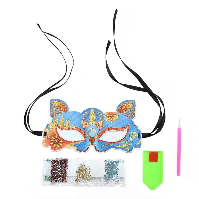 Inteprter 5d DIY diamante pintura Animal Rhinestone disfraz fiesta medio ojo cubierta Manual diamante maquillaje fiesta decoración para principiantes 1 Artesanía AA401 Zorro Inteprter HA002474-02