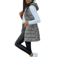 thumbnail image 2 of Wutalume Women's Long Vest Plain Sleeveless Hood Winter Vest Outwear Jacket, Lightweight Warm Coat, Solid Color, Casual Style, Ideal for Cool Weather and Layering,Gray M, 2 of 8