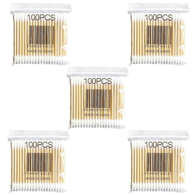 100 Soft Bag Wood Stick Double Swab Sanitary Swab