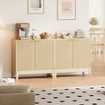 thumbnail image 2 of 31.5" Fluted Cabinet with 2 Doors, Sideboard Buffet, Modern Storage Cabinet with Adjustable Shelf, Multifunctional Accent Credenza Console Table for Living Room, Kitchen, Entryway- Oak, 2 of 7