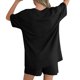 thumbnail image 5 of TaTaai Women's Summer Lounge Set Short Sleeve Round Neck T-Shirt and Elastic Waist Shorts Solid Color Matching Two Piece with Pockets for Comfortable Daily Wear Gift, 5 of 7