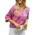 thumbnail image 2 of Liacowi Women Knit Cardigan Long Sleeve Sweater Strawberry Knitwear Fall Loose V-Neck Tops Casual Outwear for Teen, 2 of 8