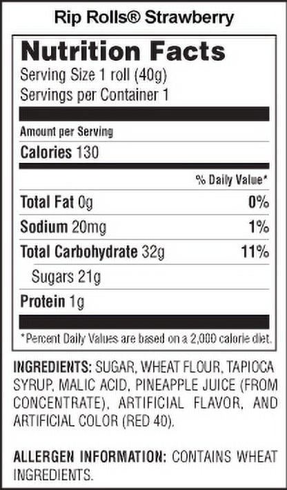 Rip Rolls Strawberry Candy, 1.4 oz., 24 Ct
