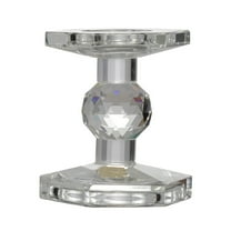 CC Home Furnishings Small Crystal Pillar Candle Holder - 4.5"