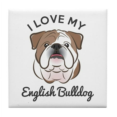 

CafePress - I Love My English Bulldog - Tile Coaster Drink Coaster