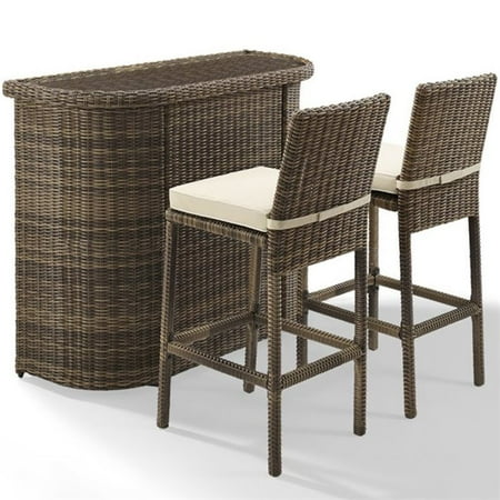 Crosley Bradenton 3 Piece Wicker Patio Bar Set In Brown And Sand Canada - Outdoor Bar Furniture Canada Crosley Bradenton 3 Piece Wicker Patio Bar Set In Brown And Sand Canada - Outdoor Bar Furniture Canada