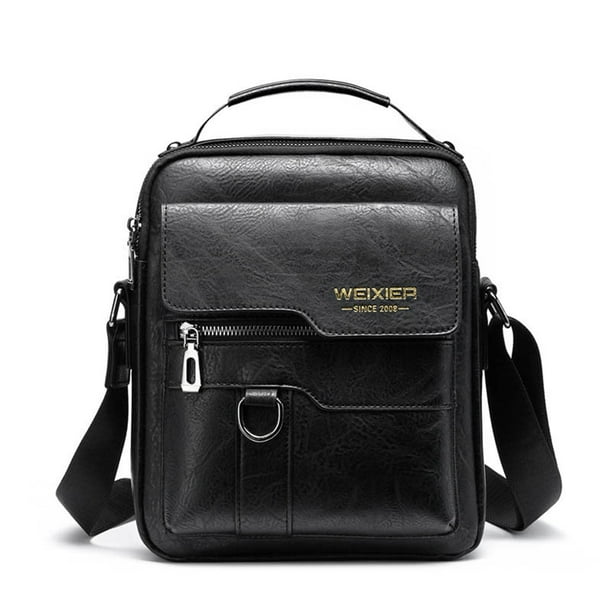 Bolso de hombro cruzado de cuero para hombre con múltiples bolsillos para viajes de trabajo y uso diario