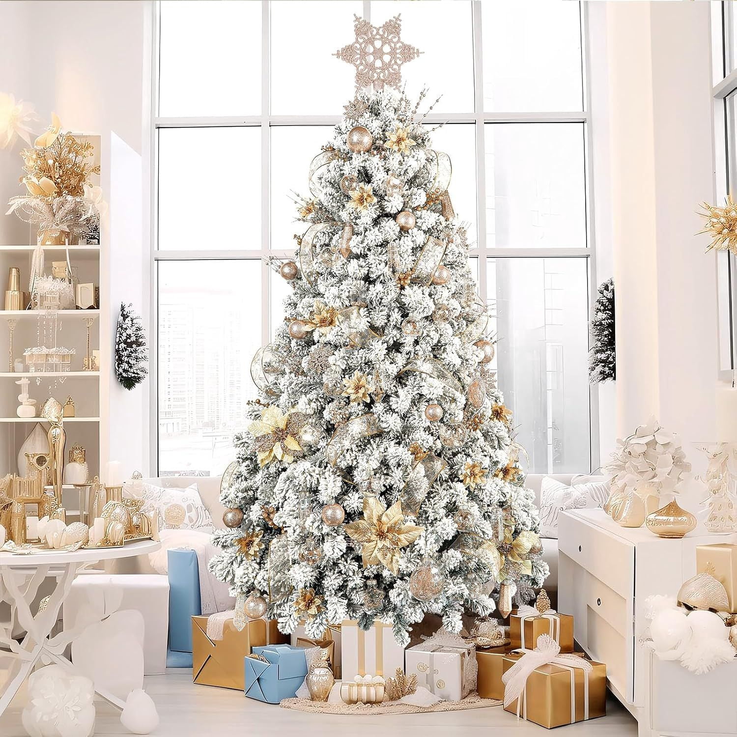 86PCS Christmas Tree Ornaments Clear Set, Shatterproof and Clear Plastic Baubles for Xmas Tree Decor, Holiday Wedding Party Decoration, Champagne