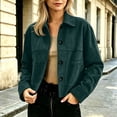 thumbnail image 2 of Tqcoqu Suede Jackets for Women 2026 Casual Button Down Cropped Jacket Fall Long Sleeve Outerwear Coats Work Office Clothes, 2 of 7