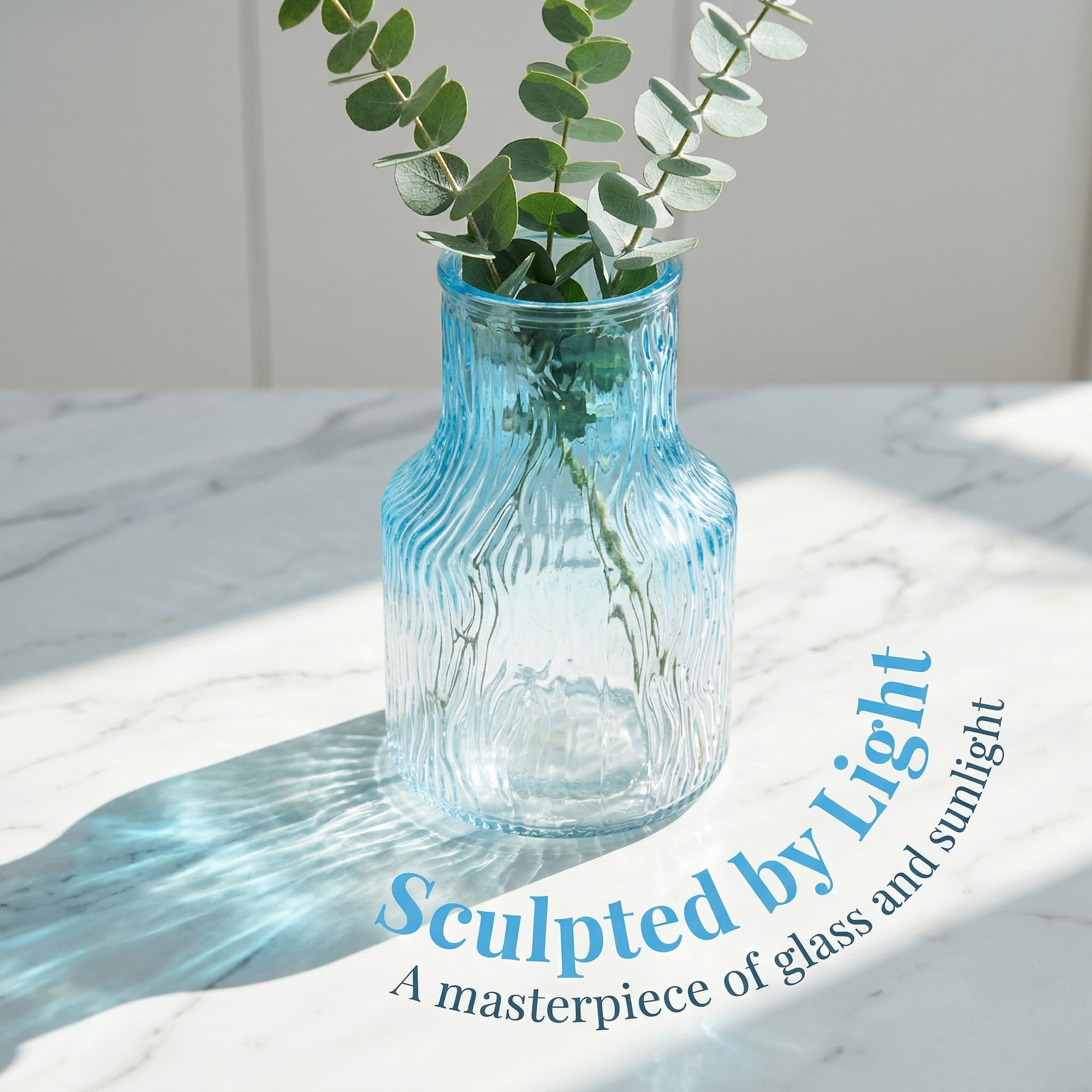 Unique Bargains Modern Geometric Wide Mouth Thickened Flower Vase Blue 5.3"x5.3"x8.3"