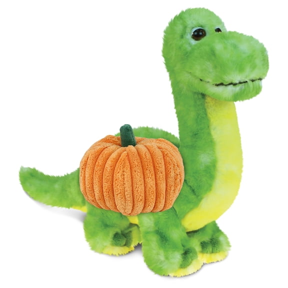 DolliBu Super Soft Green Dinosaur Stuffed Animal with Pumpkin Plush Decor - Dinosaur Pumpkin Plush Animal for Fall, Halloween and Thanksgiving, Pumpkin Plush Toy for Baby, Kids, Adults - 10 Inches