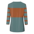 thumbnail image 5 of CLOISE Shirts for Women Fall Fashion Striped Blouses Crewneck 3/4 Sleeve Tees Comfy Colorblock Basic Tops Y2k Outfits Orange S, 5 of 5