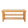 thumbnail image 4 of Tcbosik 35.4" Slatted Bamboo Shoe Rack Bench, 3-Tier Storage Organizer with Open Shelves, for Entryway, Bedroom, Bathroom, Natural, 4 of 7
