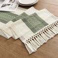 thumbnail image 4 of Tapete de mesa ZeeMart, estilo macramé, bicolor, 36 x 120 cm, verde y marfil, 4 of 4