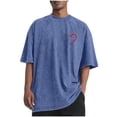 thumbnail image 3 of RKSTN Men's Cotton Valentine Short Sleeve Shirts Oversized Crewneck Valentine's Day Print T-Shirts Top Mens Plus Size Round Neck Loose Fits Comfy Soft Sports Washed Tee Shirt Summer Casual T Shirt, 3 of 6