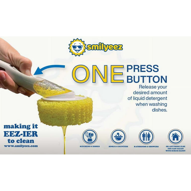 The Original Smiling Sponge Handle Soap Dispensing Handle for Scrub Daddy Sponge (White) Second Generation