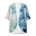 thumbnail image 4 of Nrmvnmi Women Open Front Lightweight Cardigan Summer Puff Sleeve Cardigans Fashion Floral Printed Kimono Cardigan Casual Loose Fit Cover Up Blouse Tops, 4 of 5