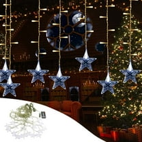 Tunhigl Christmas Star Curtain Lights with Remote, 96 LED Fairy String Lights for Holiday Party Decor - 11.5ft USB Plug In Snowflake Lights for Indoor and Outdoor Use Clear