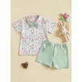 thumbnail image 3 of Toddler Baby Boy Easter Shorts Clothing Set 6 12 18 24 Months 2T 3T 4T Bunny Print Short Sleeve Button-up Bow Tie Shirt Pockets Shorts Outfits, 3 of 9