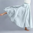 thumbnail image 6 of Landzoo One Women's Stretchy Waist Flowy Midi Skirt For Daily Wear Vacation Dance Comfortable Elastic High Waist Long Skirt Basic Solid Color Casual Boho Skirt Beautiful Casual Women's Skirt, 6 of 7