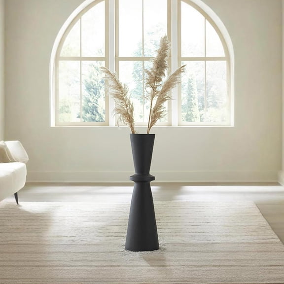 Collisten Modern Indoor 30" Textured Polyresin Freestanding Vase, Black