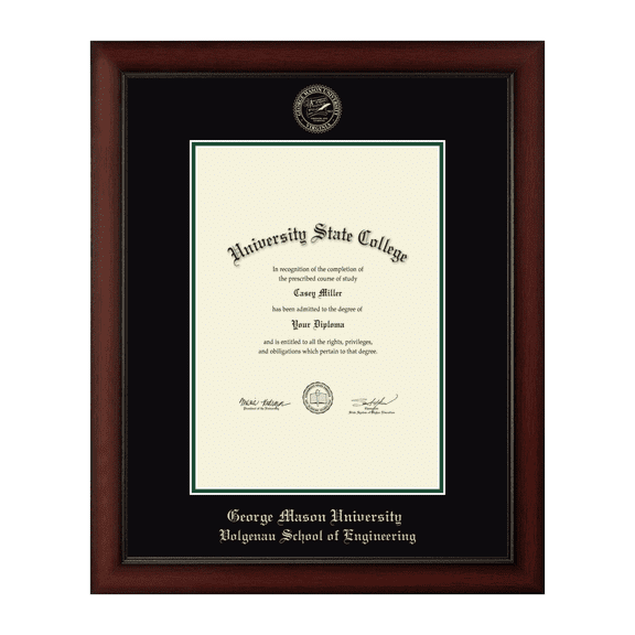 Framerly - GMU Engineering Diploma Frame with Black and Tartan Green Mat
