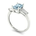 thumbnail image 2 of Clara Pucci 14K White Gold Solid Gold Blue Three-Stone Anniversary Ring for Women - 1.5 cttw Emerald Cut, 2 of 8