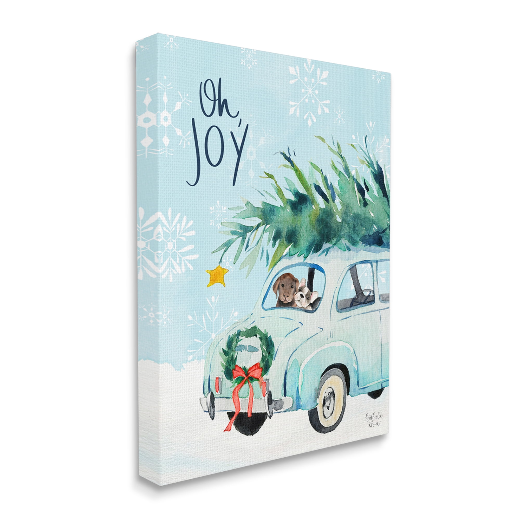Stupell Industries Oh Joy Endearing Winter Calligraphy Puppies Scene Graphic Art Gallery Wrapped Canvas Print Wall Art, Design by Heatherlee Chan