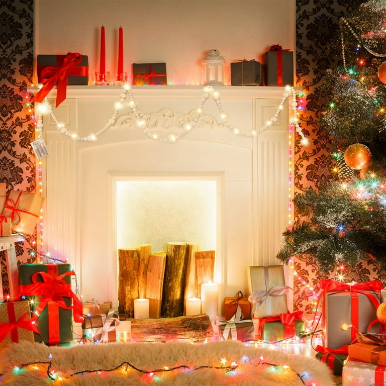 Wood Bead Garland with LED Light Country Farmhouse Home Decor Boho