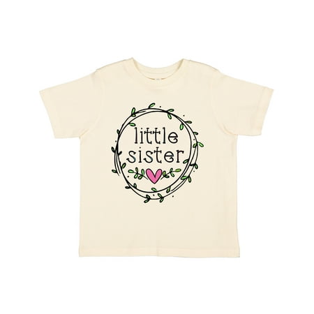 

Inktastic Little Sister Leaves Circle Heart Gift Toddler Toddler Girl T-Shirt