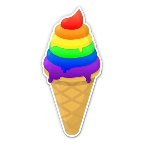 Rainbow Ice Cream Gay Pride - 3" Vinyl Sticker - For Car Laptop I-Pad Phone Helmet Hard Hat - Waterproof Decal