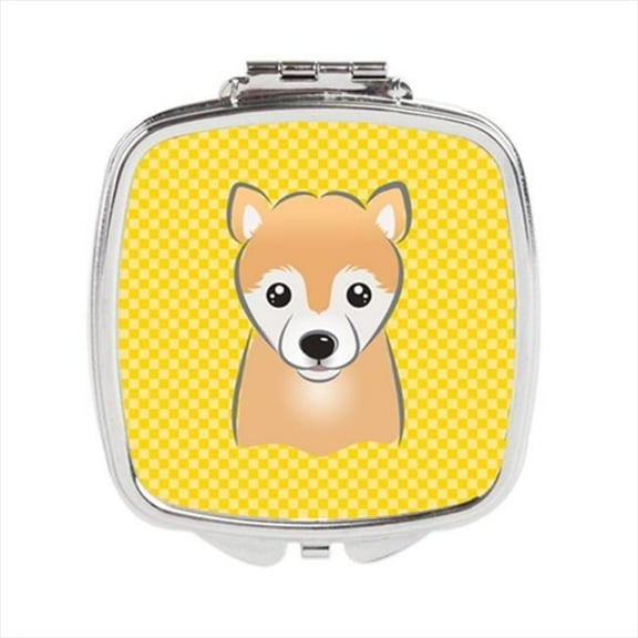 Yellow Checkered Shiba Inu Compact Mirror