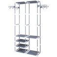 thumbnail image 2 of Double Row Coat Rack, Wardrobe Hangers, Garment Rack,Shoe Clothing Organizer Shelves, Storage Shelves, with Hanging Rods and 4+2 Partitions (Grey) Grey -, 2 of 8