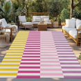 thumbnail image 2 of Colorful Stripe Outdoor Rug 5x8 Ft - Reversible Patio Rug Outdoor Camping Rugs, Modern Pink Purple Yellow Vertical Striped Indoor Outdoor Area Rugs, Non-Slip Outdoor Carpet Runner for Deck/Porch, 2 of 8