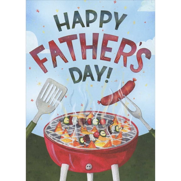 RSVP Red Charcoal Grill with Kabobs and Sausage Funny Father's Day Card