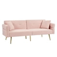 thumbnail image 6 of Newboti Furniture Modern Teddy Upholstered Accent Loveseat Sofa With Side Pocket,Folding Sleeper Sofa Bed With Foldable Armrest , Adjustable Backrest and Golden Metal Legs for Living Room,Pink BN.337, 6 of 12