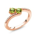thumbnail image 2 of Gem Stone King 18K Rose Gold Plated Silver Green Peridot Bypass Ring for Women (0.84 Cttw, Gemstone August Birthstone, Round 4MM, Size 7), 2 of 4