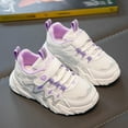 thumbnail image 2 of Wdgfv Girls Sneakers All Season Sports Shoes for Kids Thick Soles Non Lace Up Hook Loop Mesh Breathable Comfortable Casual Purple 28, 2 of 9