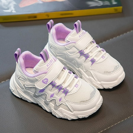 

Huilaibazo Children All Season Sports For Boys Girls Thick Soles Non Slip Lace Up Hook Loop Mesh Comfy Solid Color Casual
