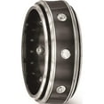 thumbnail image 6 of Titanium Edward Mirell Black Ti & Polished White Sapphire Beveled Ring (Size 10.5) Made In United States emr279-10.5, 6 of 6