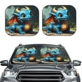 thumbnail image 2 of Disketp Adorable Blue Baby Dragon Pattern 2 Piece Windshield Sunshades,Folding Windshield Sun Shade for Car SUV Trucks Sedan,Blocks UV Rays Sun Visor Protector-Large, 2 of 6
