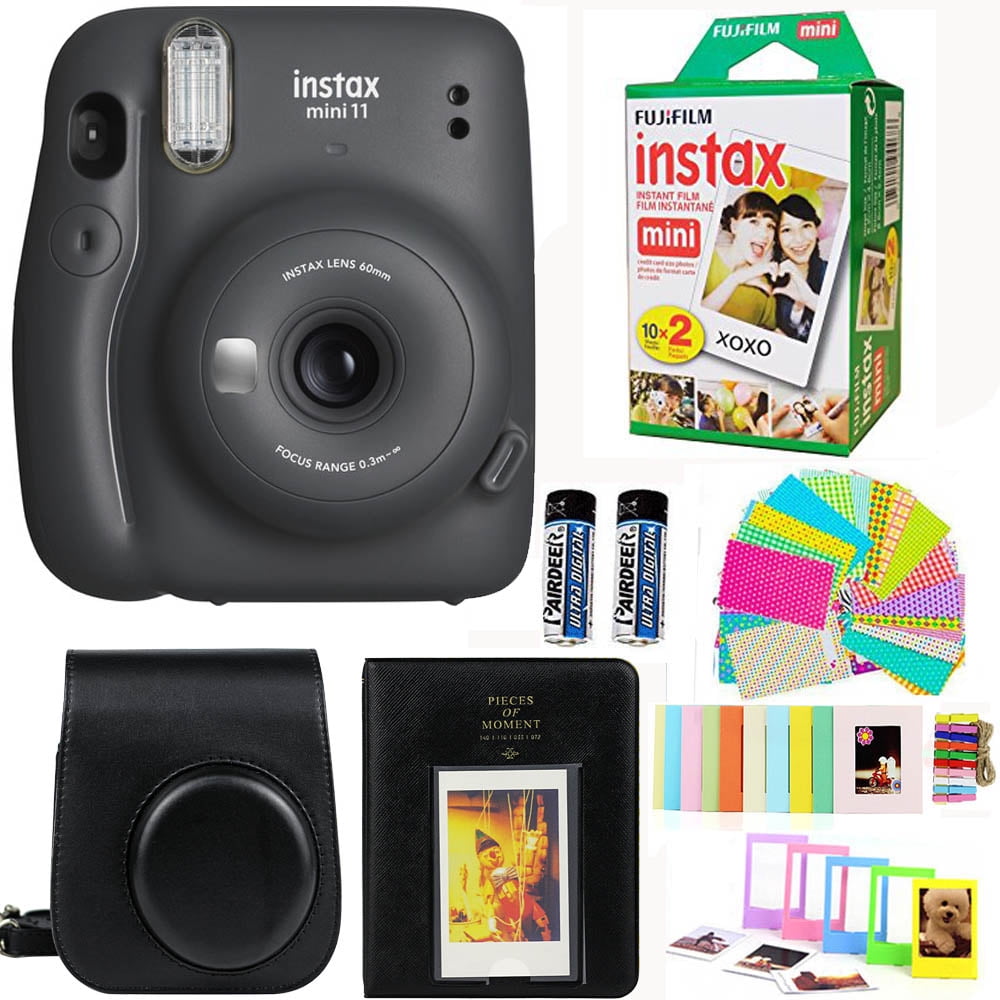 verband mate huiswerk maken Fujifilm Instax Mini 11 Lilac Charcoal Grey Camera with Fuji Instant Film  Twin Pack (20 Pictures) + Case with strap Album, Stickers, and More  Accessories Bundle - Walmart.com