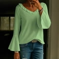 thumbnail image 2 of cfhntfmh Fall Fashion Outfits for Women Bell Long Sleeve Tops V Neck Business Casual Blouses Shirts Womens Fall Blouse, 2 of 5