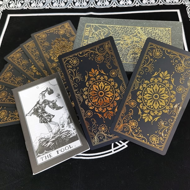 Baraja de cartas de tarot de PVC resistente al desgaste a prueba de agua para amigo aficionado (negro)