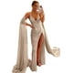 thumbnail image 4 of Vestidos largos de fiesta de lentejuelas de sirena brillantes para mujer, con abertura alta, cuello en V, tirantes finos con purpurina, vestidos formales de fiesta de noche, 4 of 5