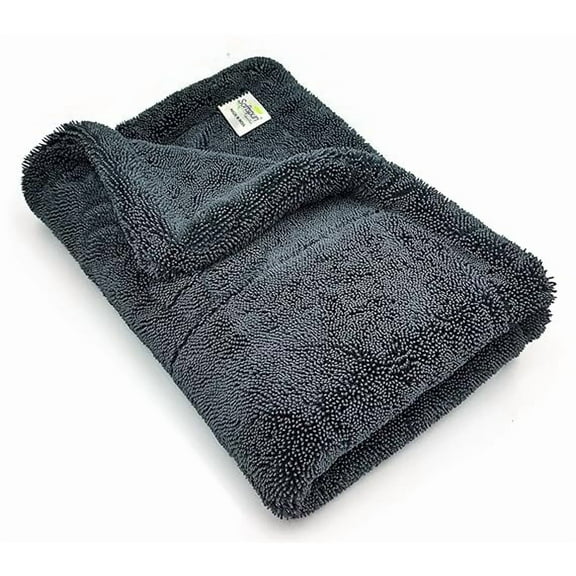 SOFTSPUN Microfiber Cloth for Car 1600 GSM 40x60 cms 1 Pcs Grey! Twisted Loop Super Absorbent Towel - Edgeless Design with Plush Pile and Lint Free Cloth for Drying and Detailing.