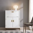 thumbnail image 4 of Design House Leick Home Drop Lid Hideaway Desk in White and Gold, 4 of 14